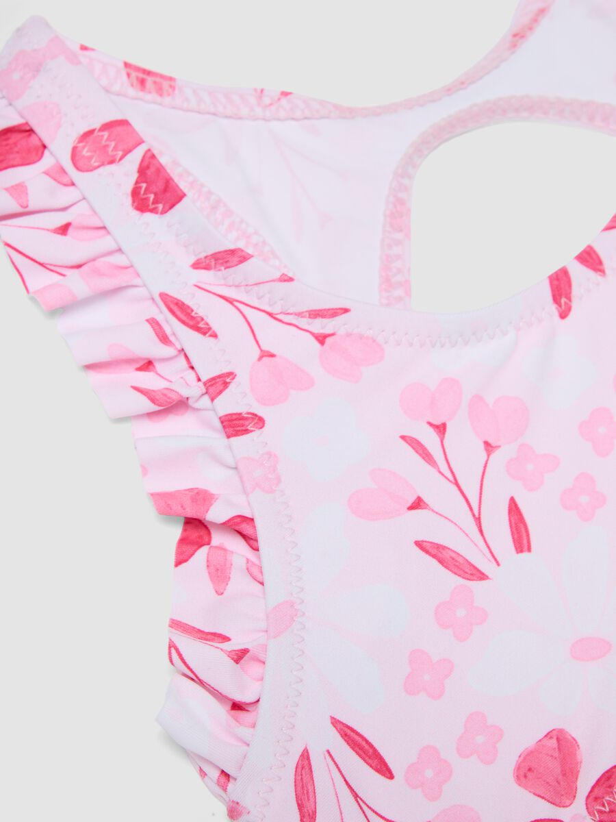 Bikini rosa in tessuto elasticizzato con volant_2