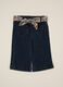 Stretch denim trousers with floral details for girls_0