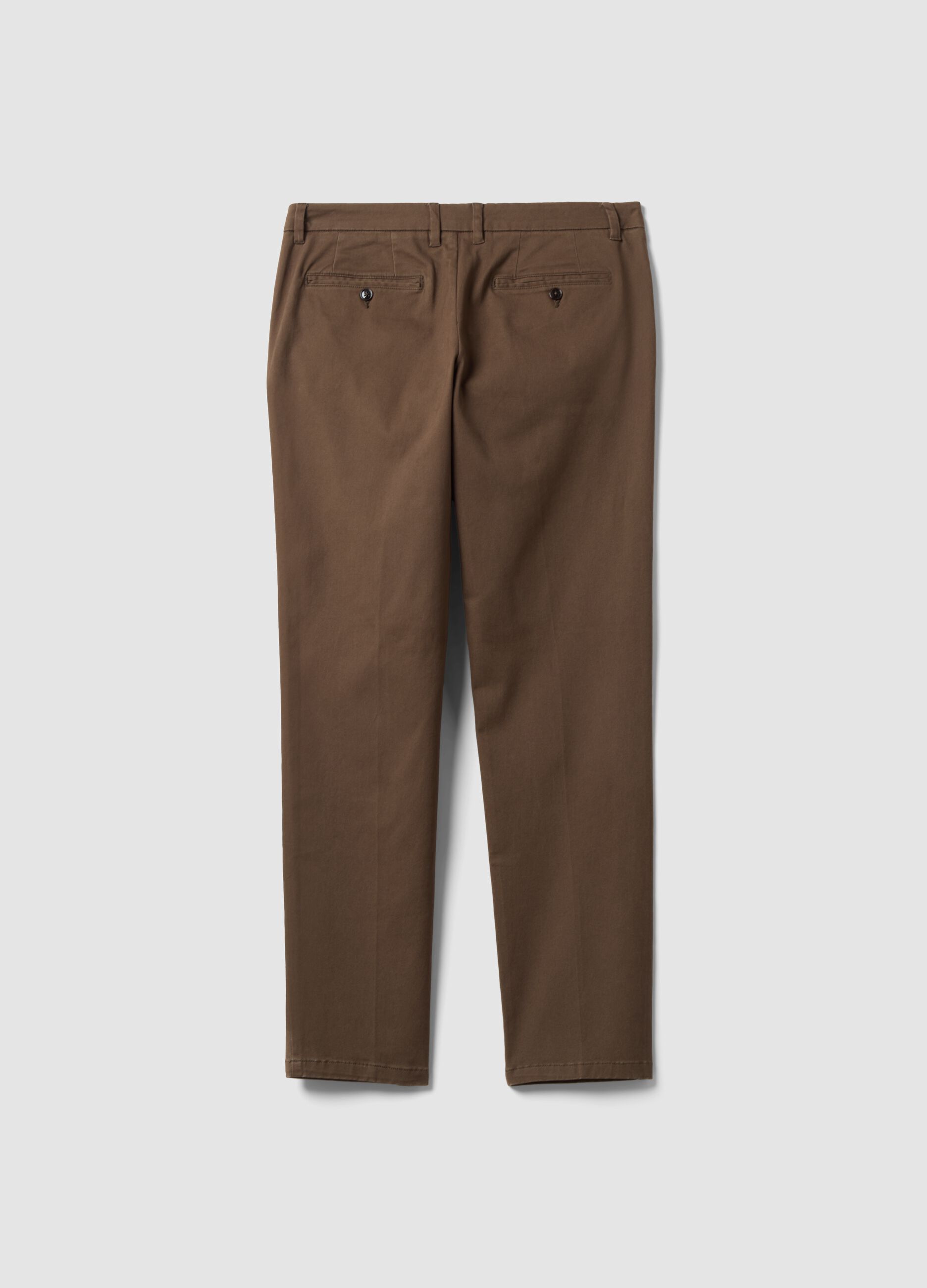 Brown slim-fit stretch cotton twill chino trousers
