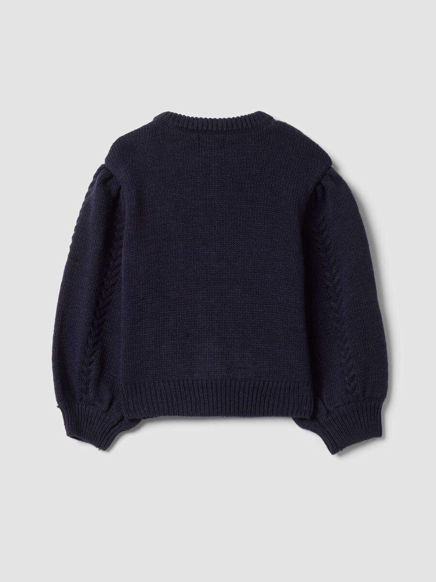 Blue cable-knit cardigan with buttons, regular fit_1