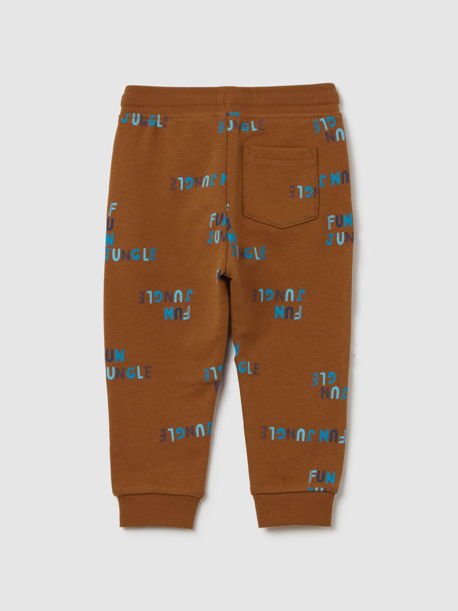 Fleece joggers with drawstring and "Fun Jungle” print_1