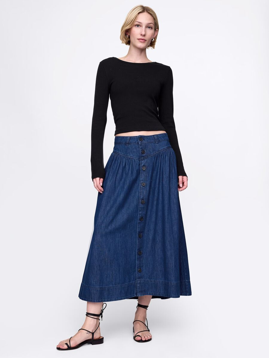Gonna lunga in denim di cotone_1