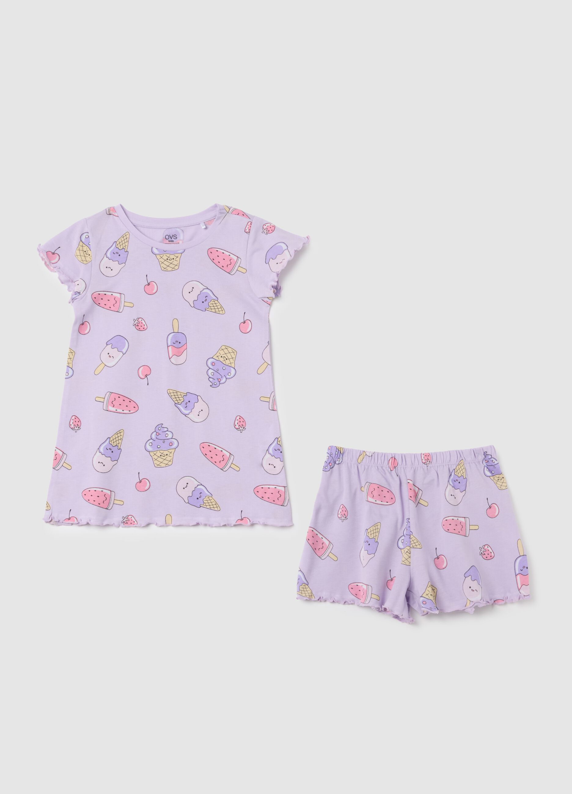 Girls' purple pure cotton pyjamas regular fit