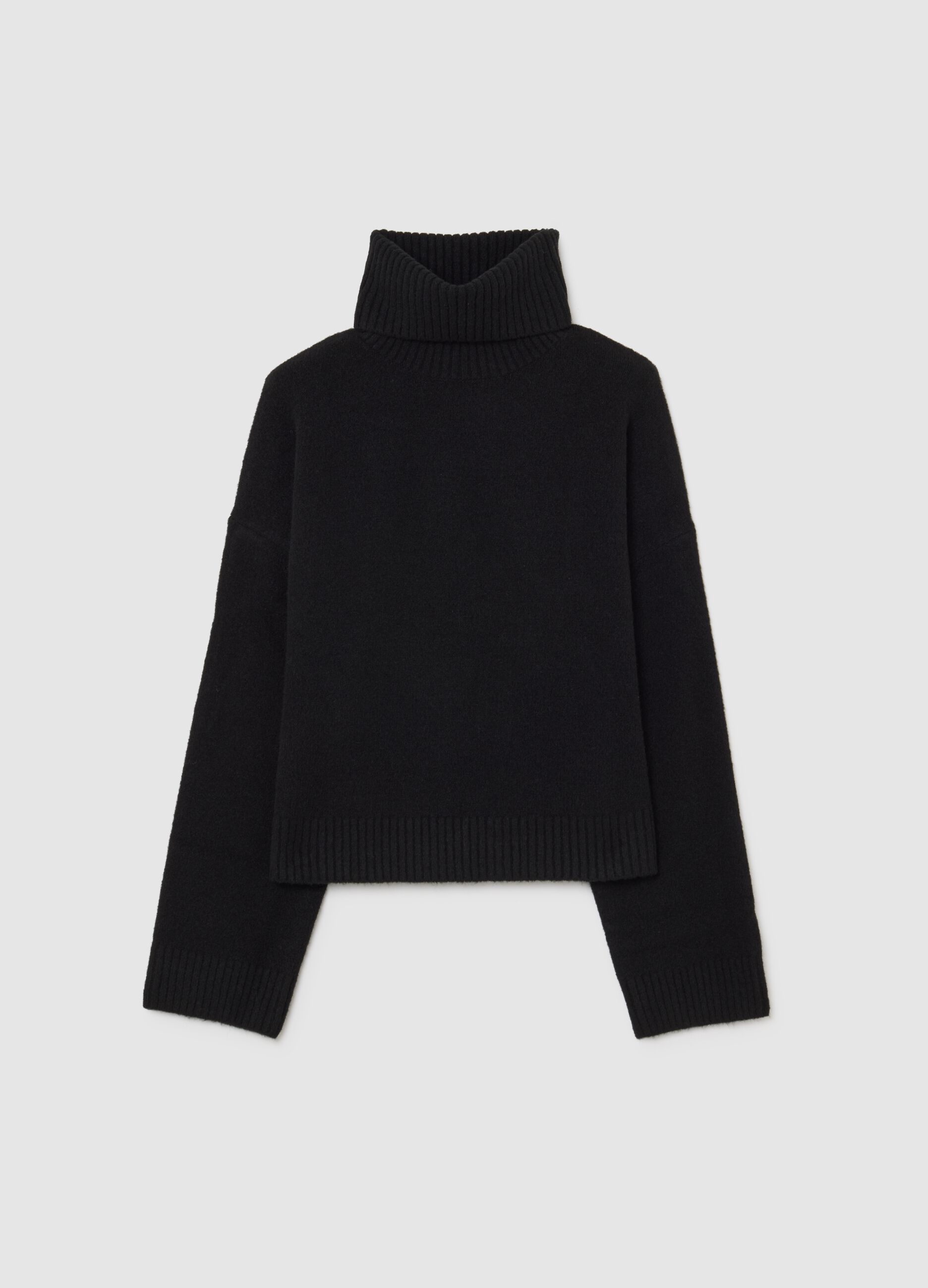 Black Regular Fit Turtleneck Sweater