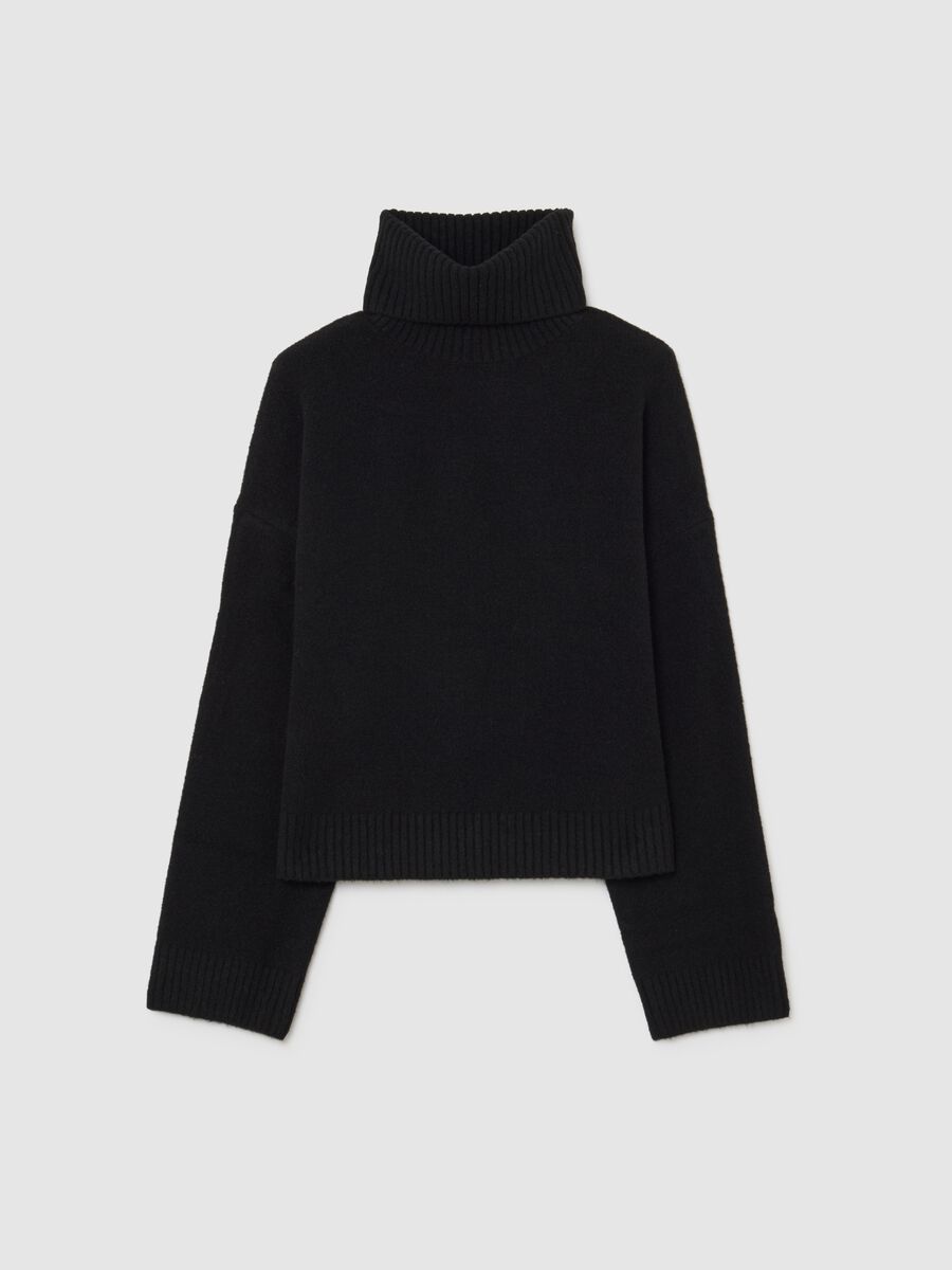 Maglione a collo alto nero regular fit_0