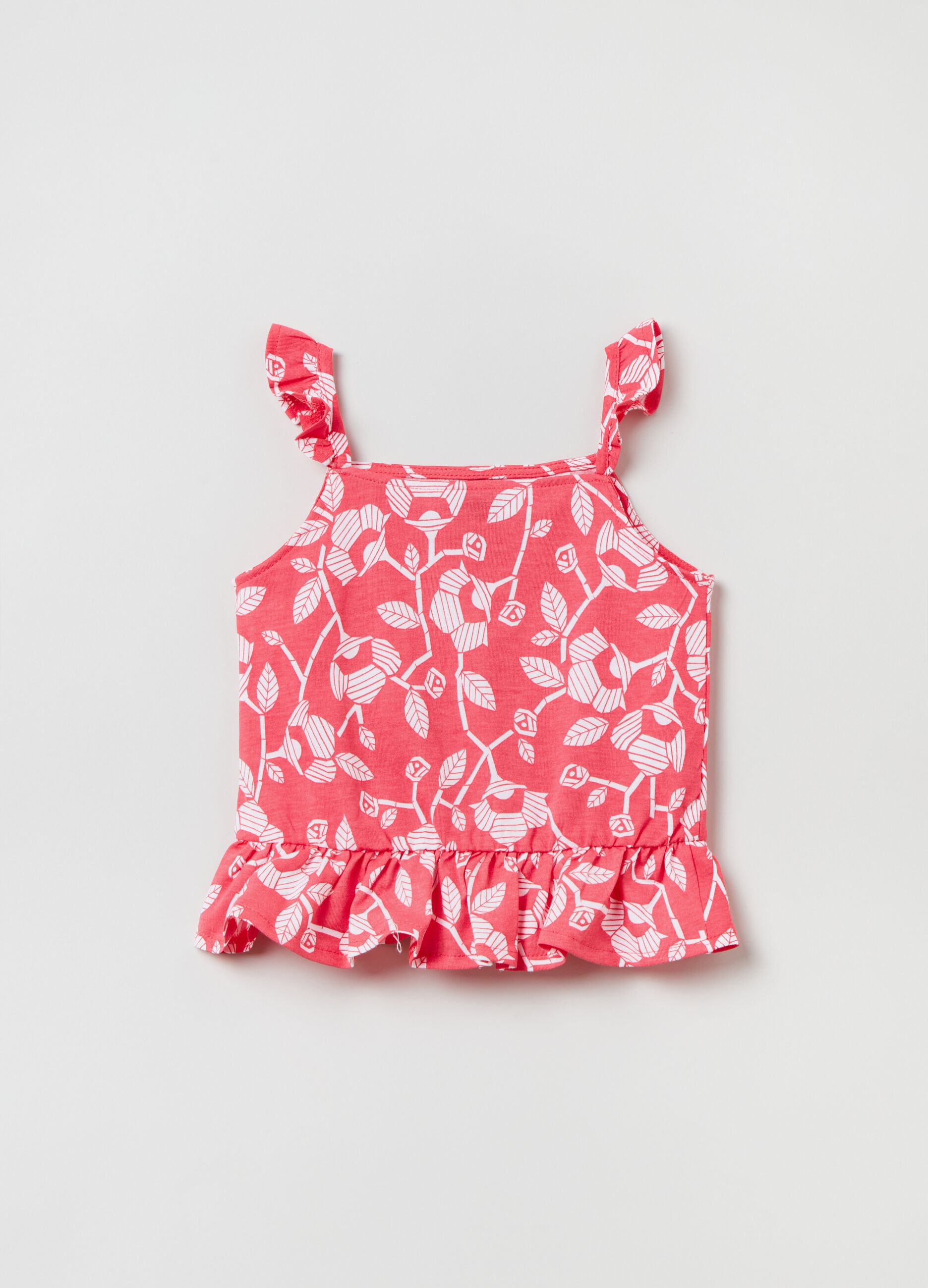 Tank top con stampa e volant_0