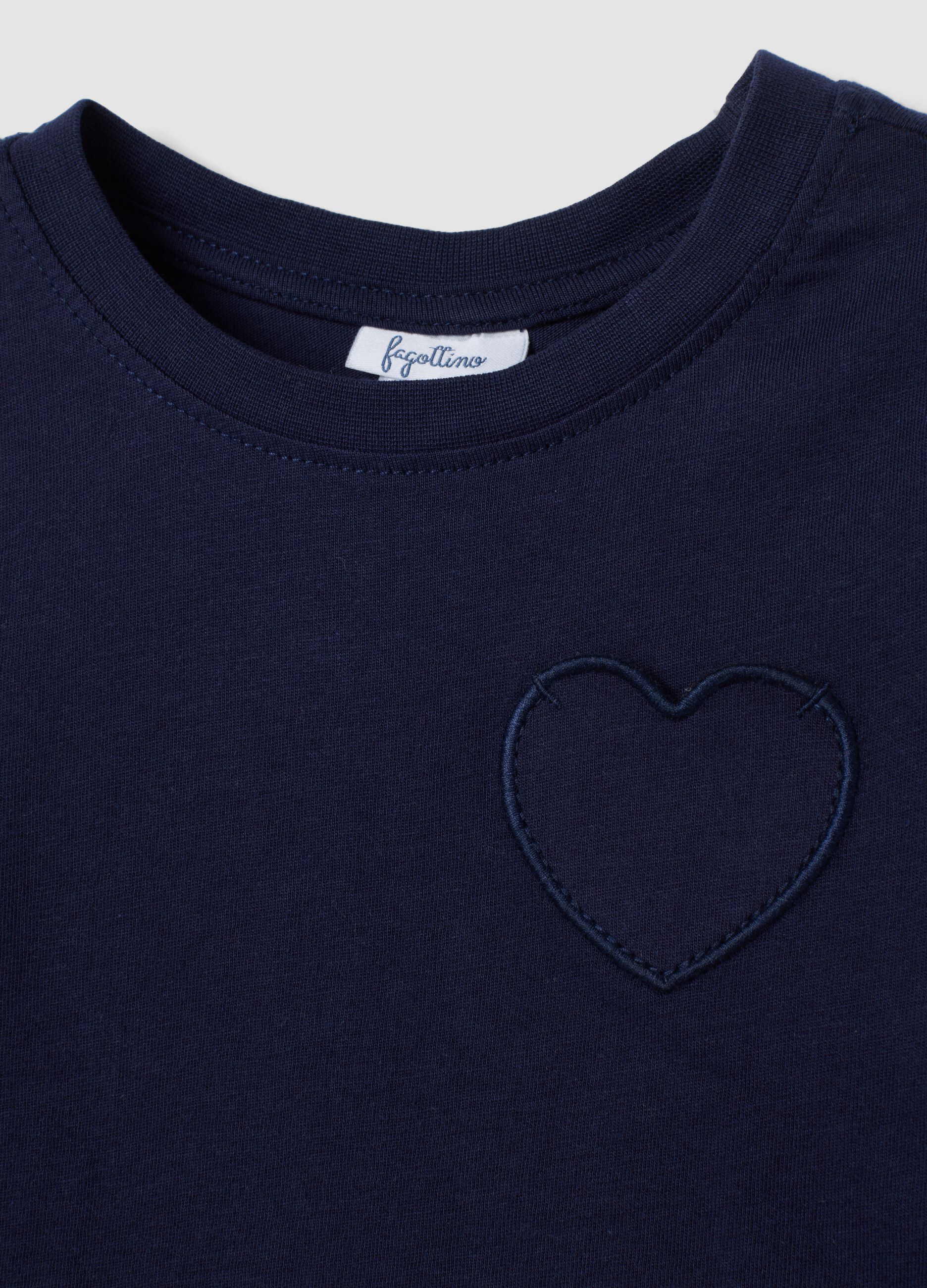 Twin pack of navy blue and cream pure cotton T-shirts with print