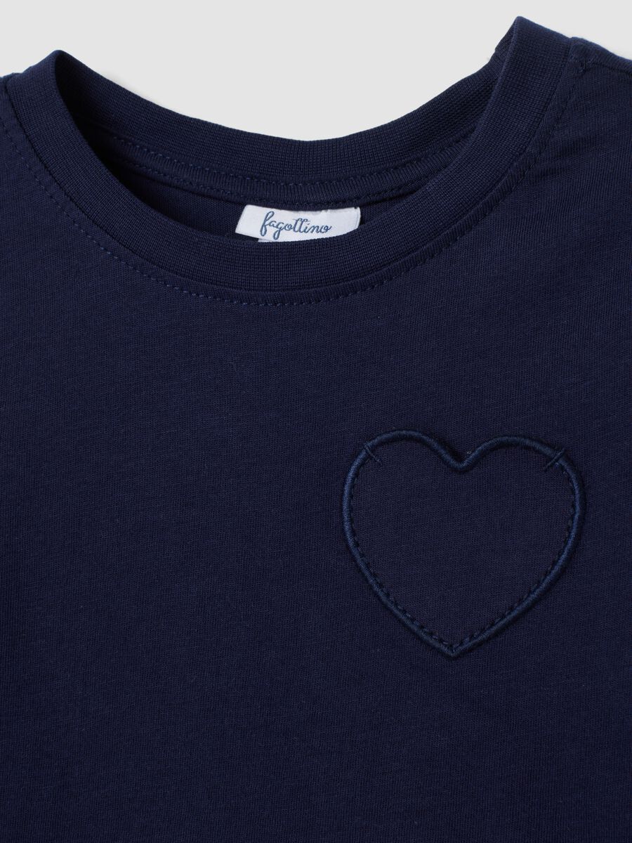 Bipack t-shirt blu navy e bianco panna in puro cotone con stampa_2