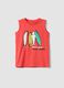 Red pure cotton surf print vest top_0