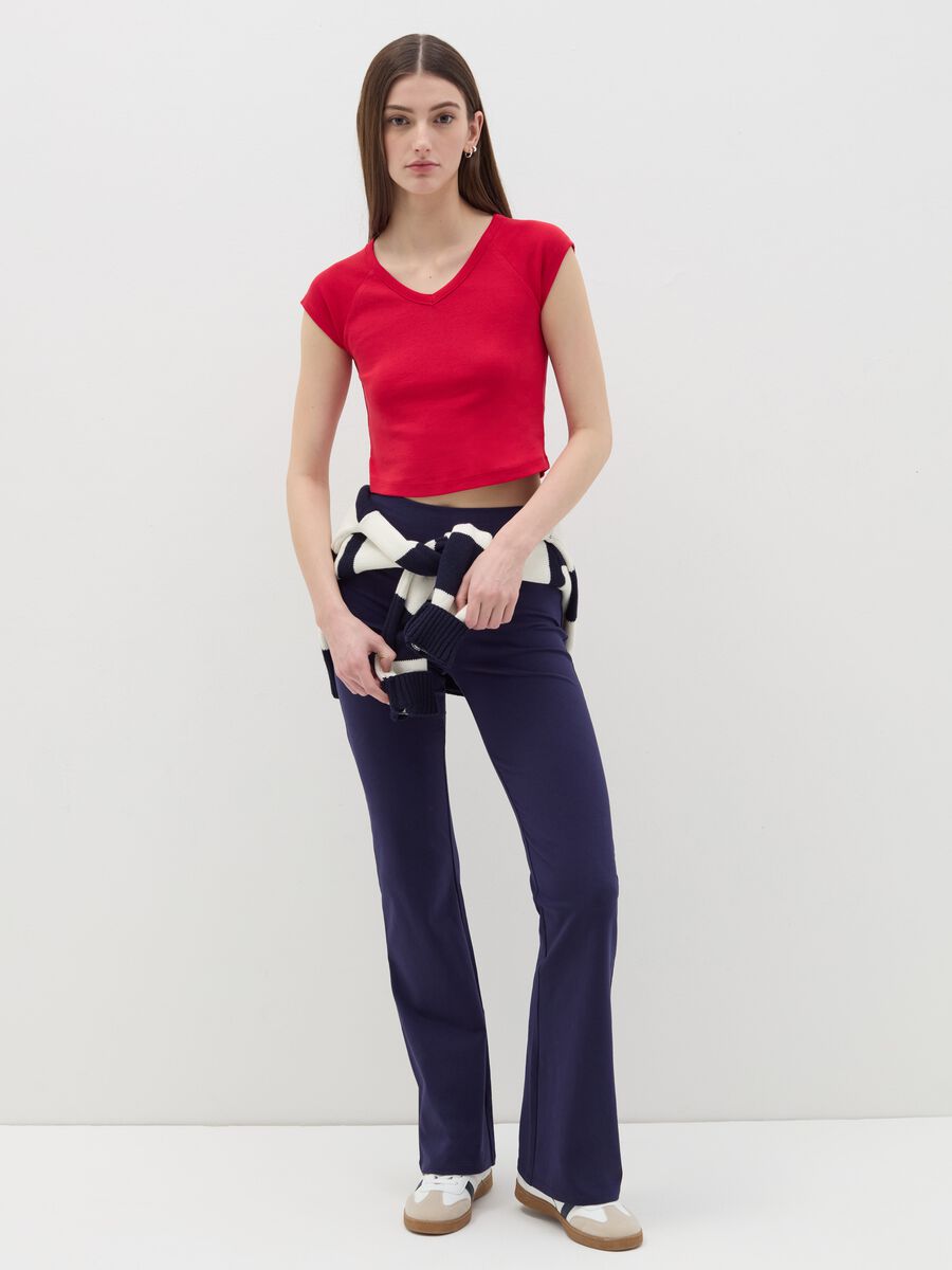 Flare-fit leggings in stretch cotton_0