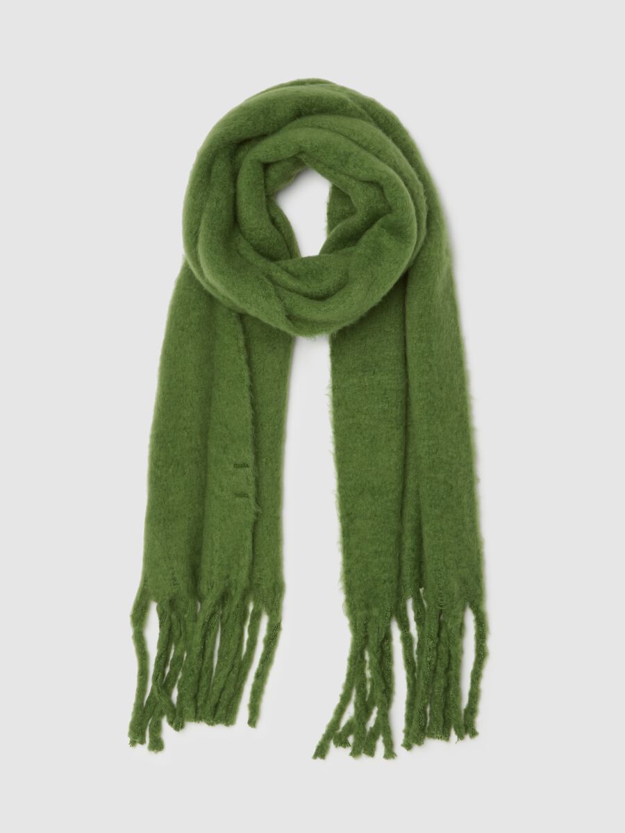 Sciarpa verde con frange_0