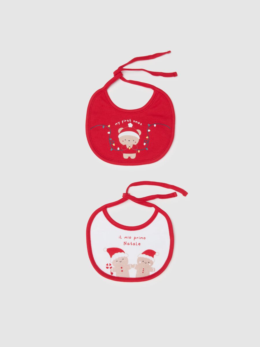 Bipack bavette natalizie da neonato in puro cotone multicolor_0