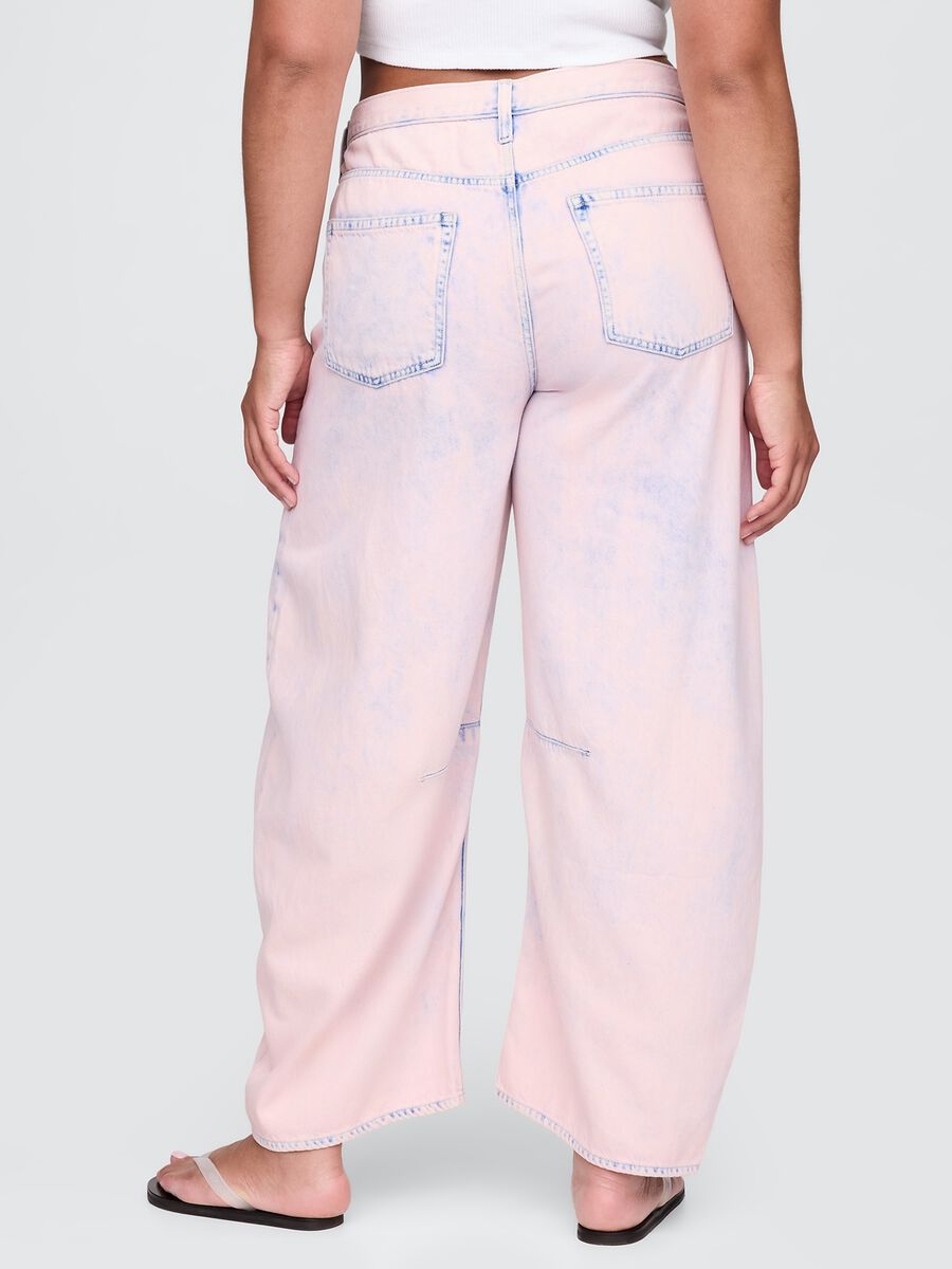 Shaded Pink Wide Trousers with Denim Effect_5