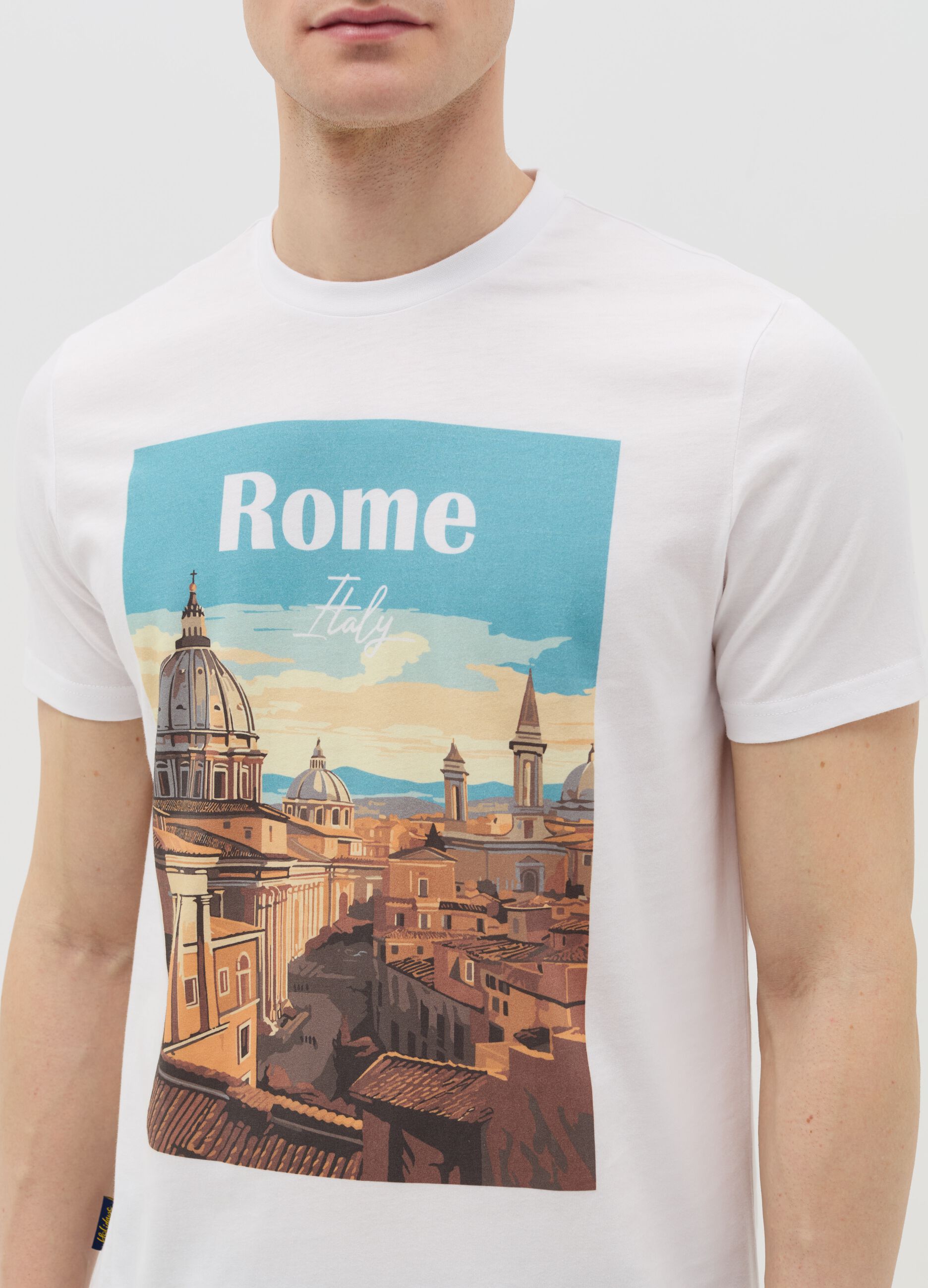 Cotton T-shirt with "Rome Italy" print