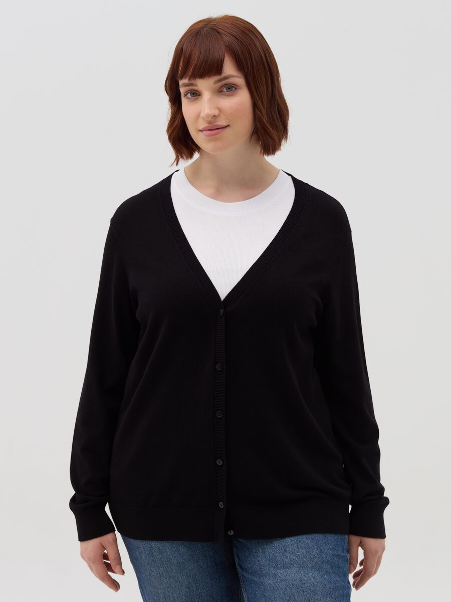 Curvy V-neck cardigan_0