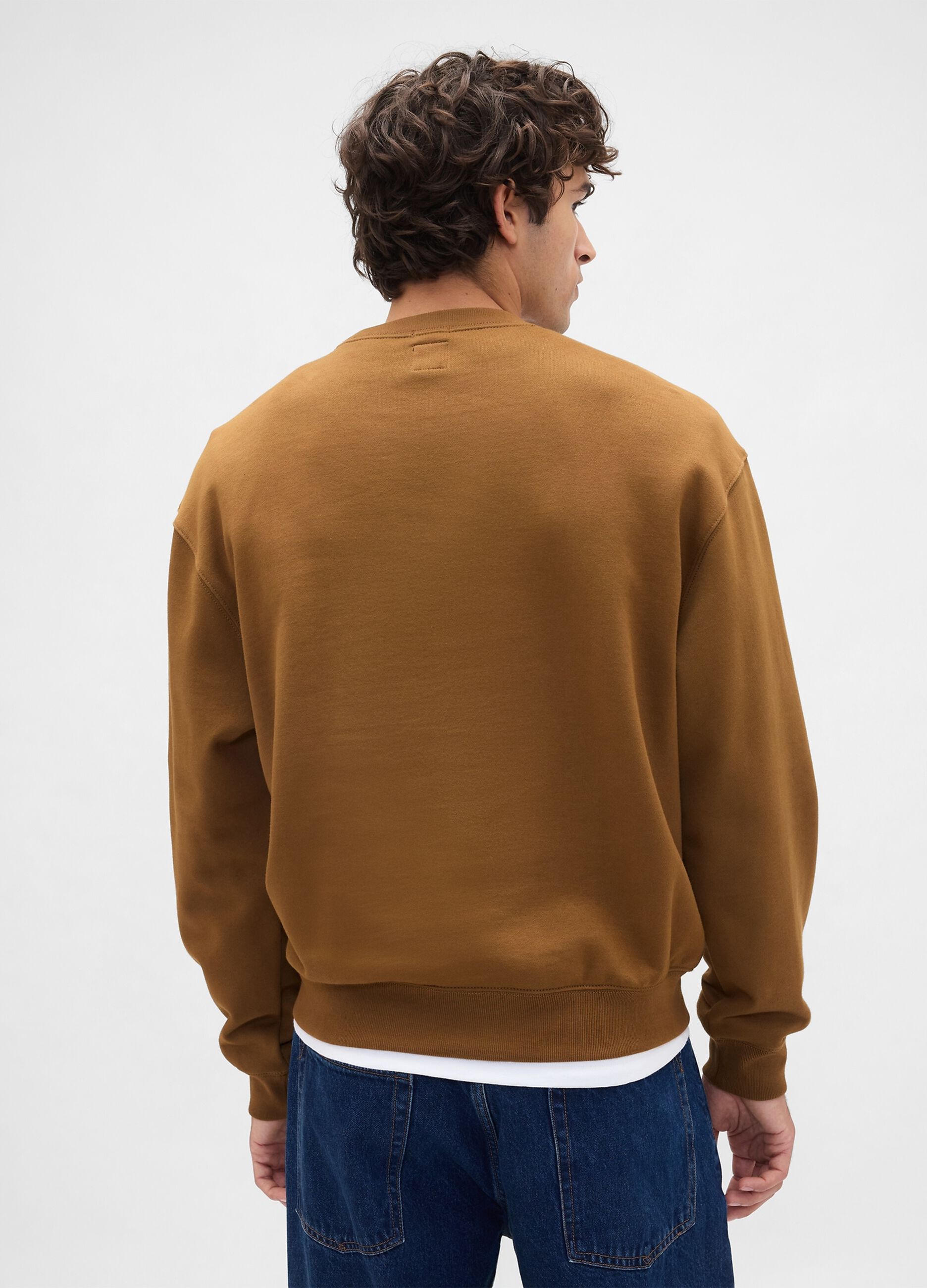 Brown crew neck sweatshirt in cotton blend