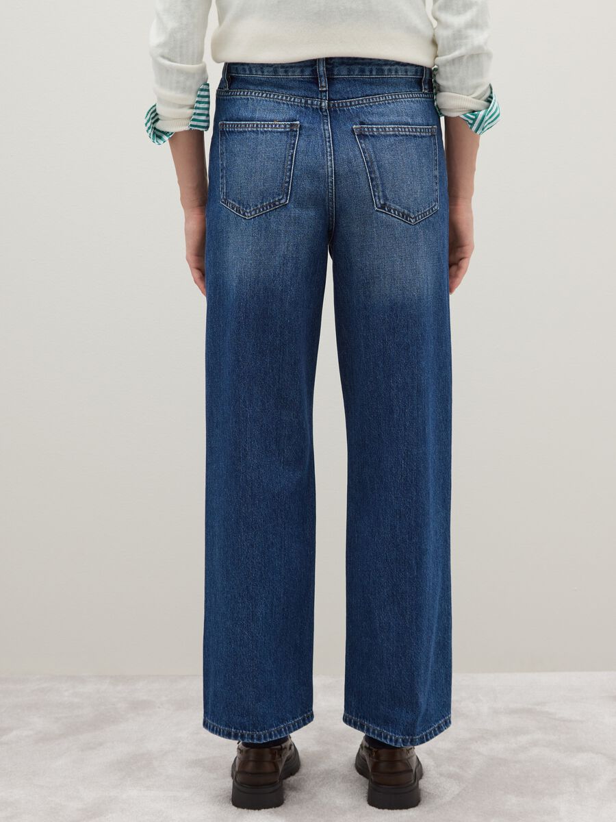 Regular fit blue denim pure cotton trousers_2
