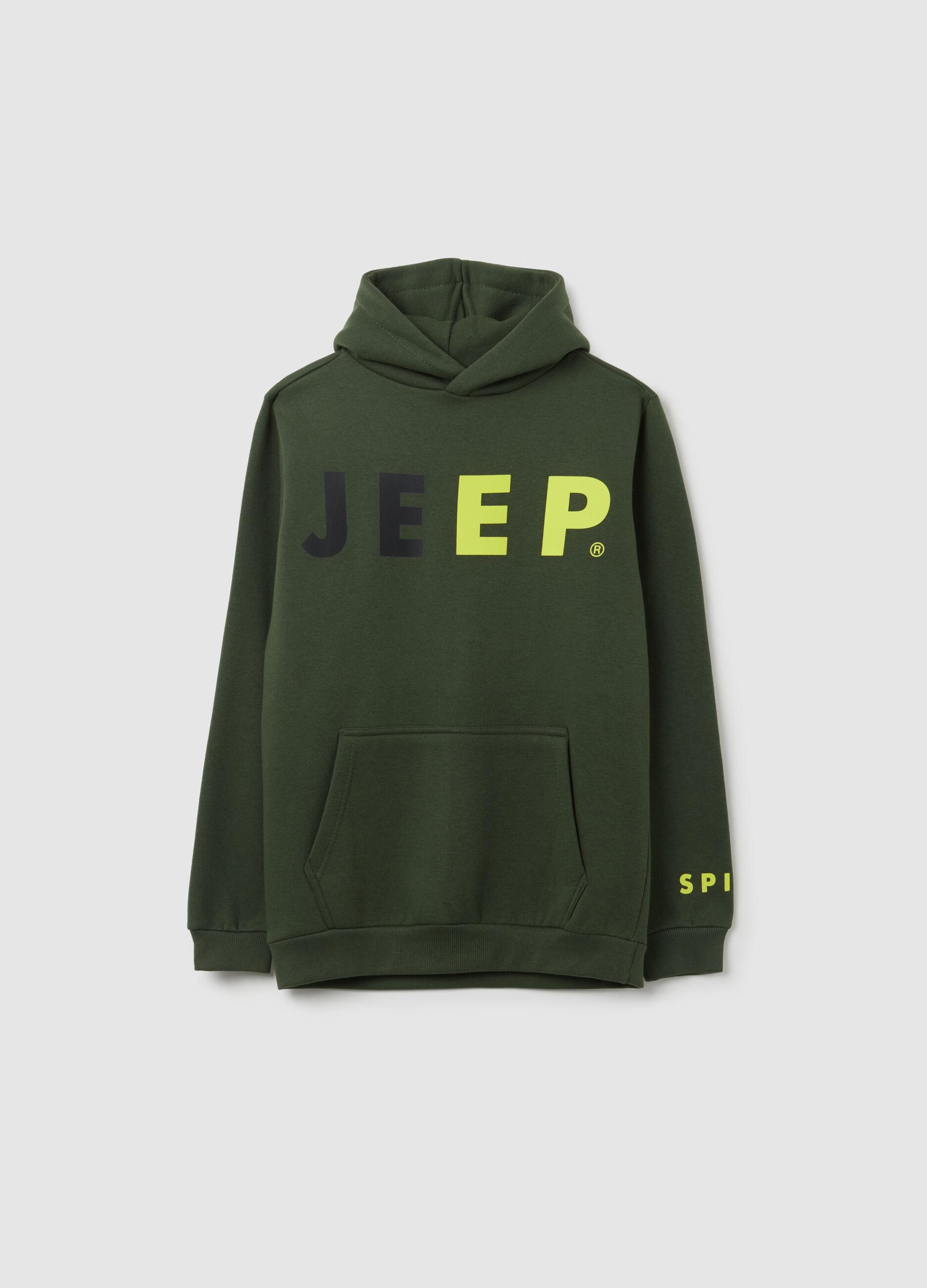 Felpa da bambino in misto cotone verde regular fit