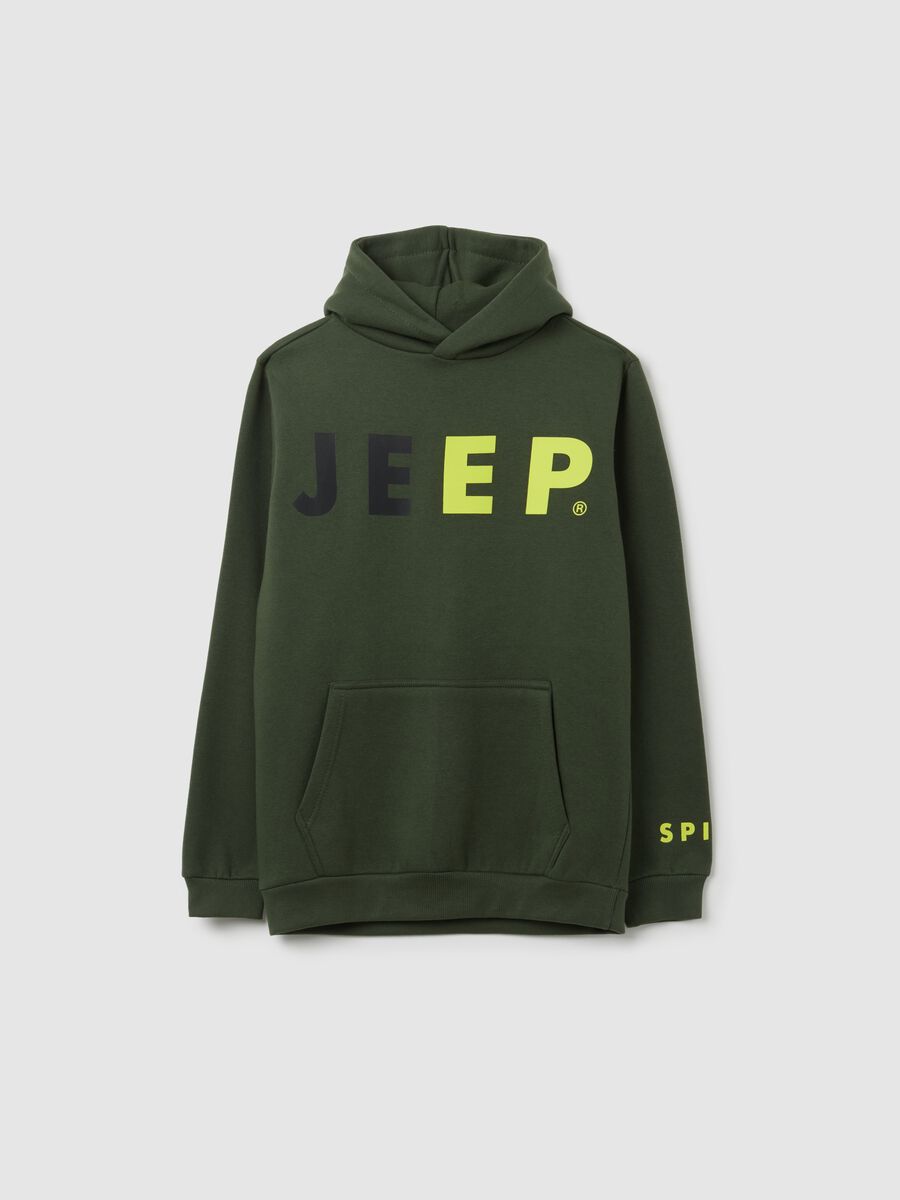 Felpa da bambino in misto cotone verde regular fit_0