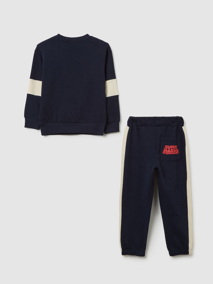 Set jogging da bambino in puro cotone blu con stampa Super Mario_1