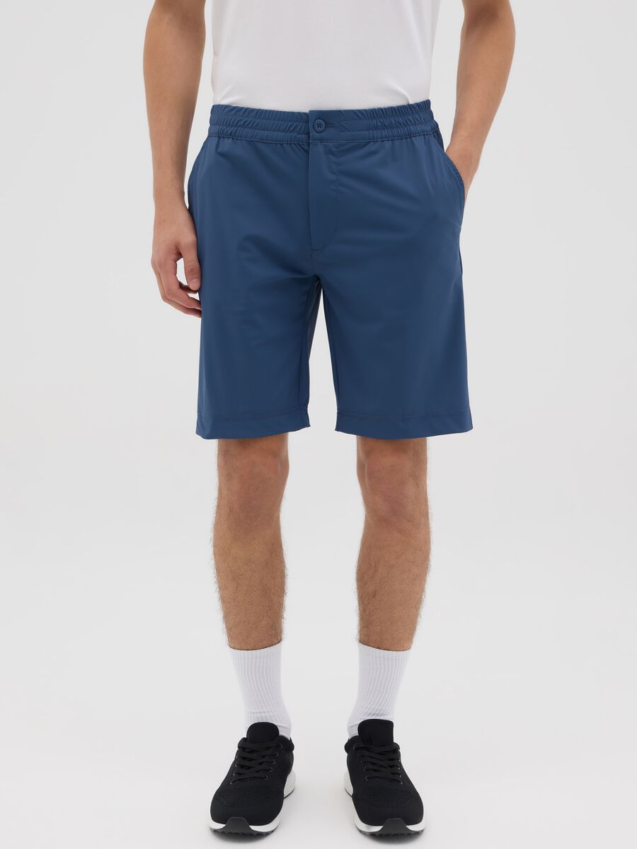 Blue Bermuda shorts in stretch fabric_1