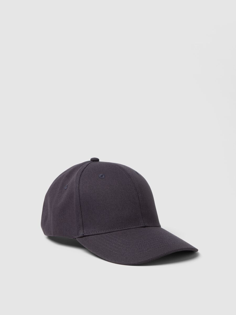 Cappello da baseball in puro cotone nero con chiusura regolabile_0