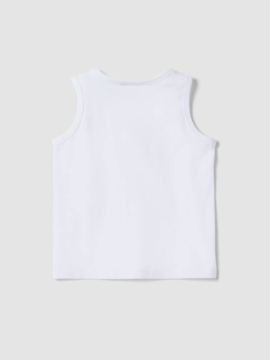 Tank top bianco in puro cotone_1