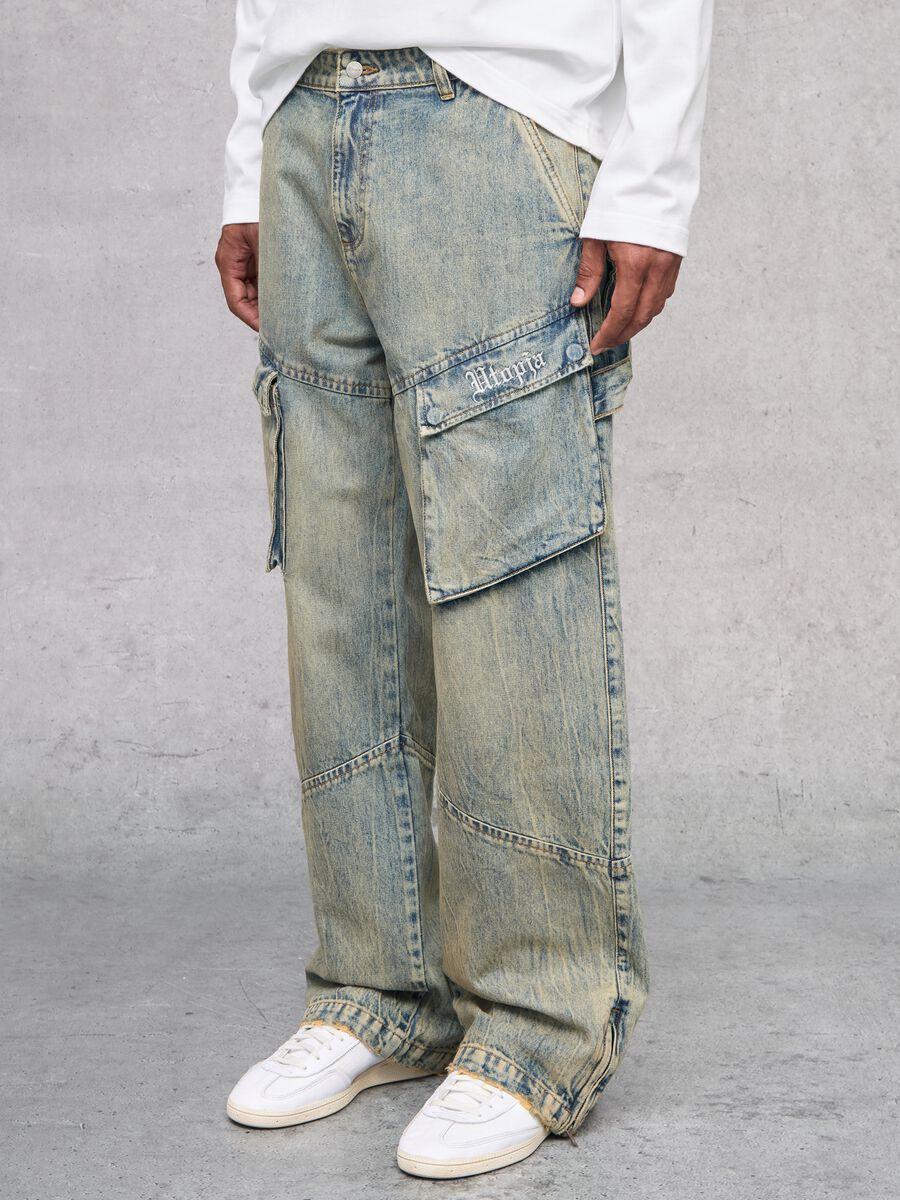 Cargo Denim Washed Light Blue & Tea_1
