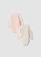 2-pack baby girl bodysuits in pink and beige, 100% organic cotton, crew neck_1