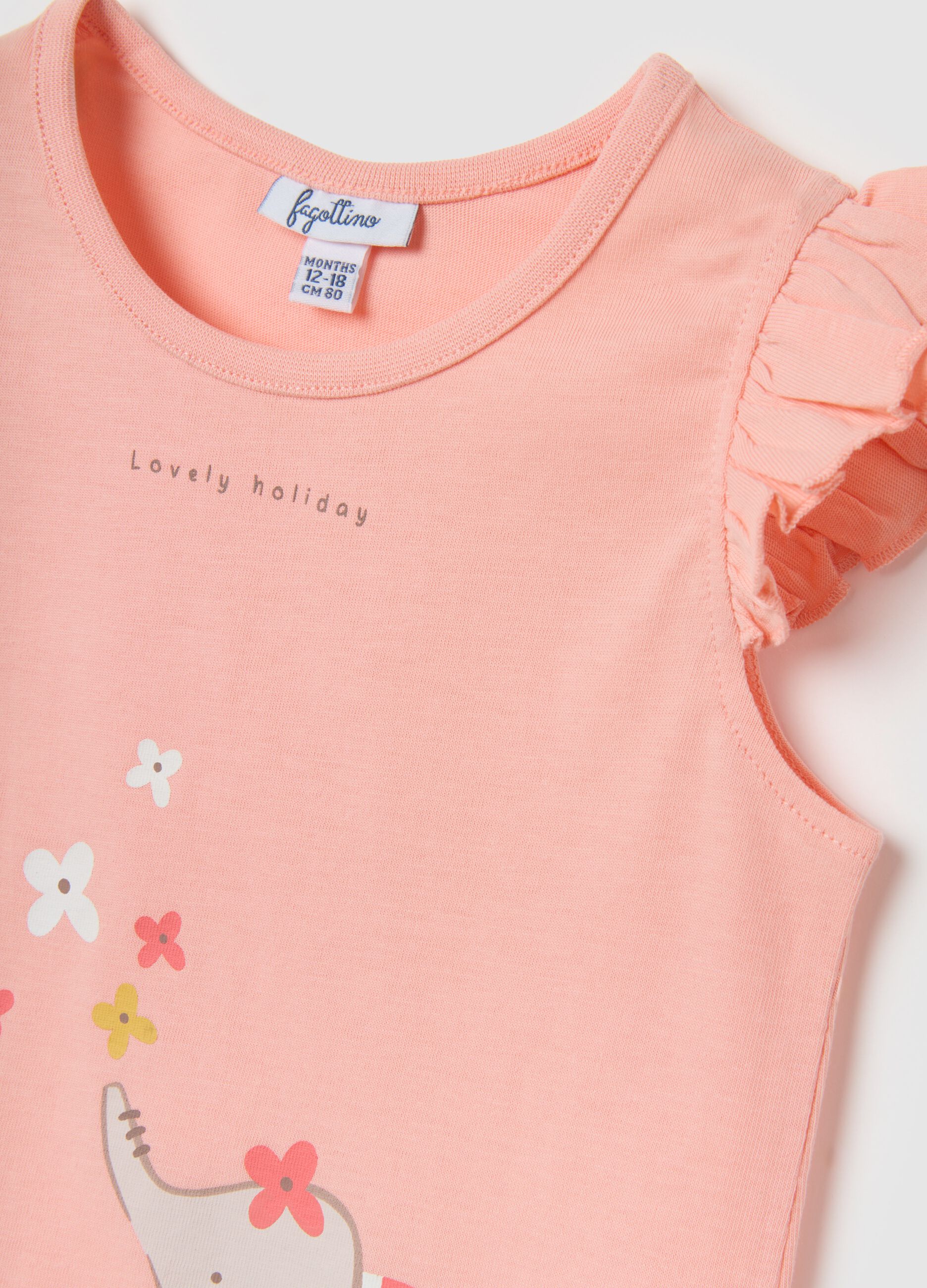 Girls' multicolour pure cotton regular fit T-shirt with prints