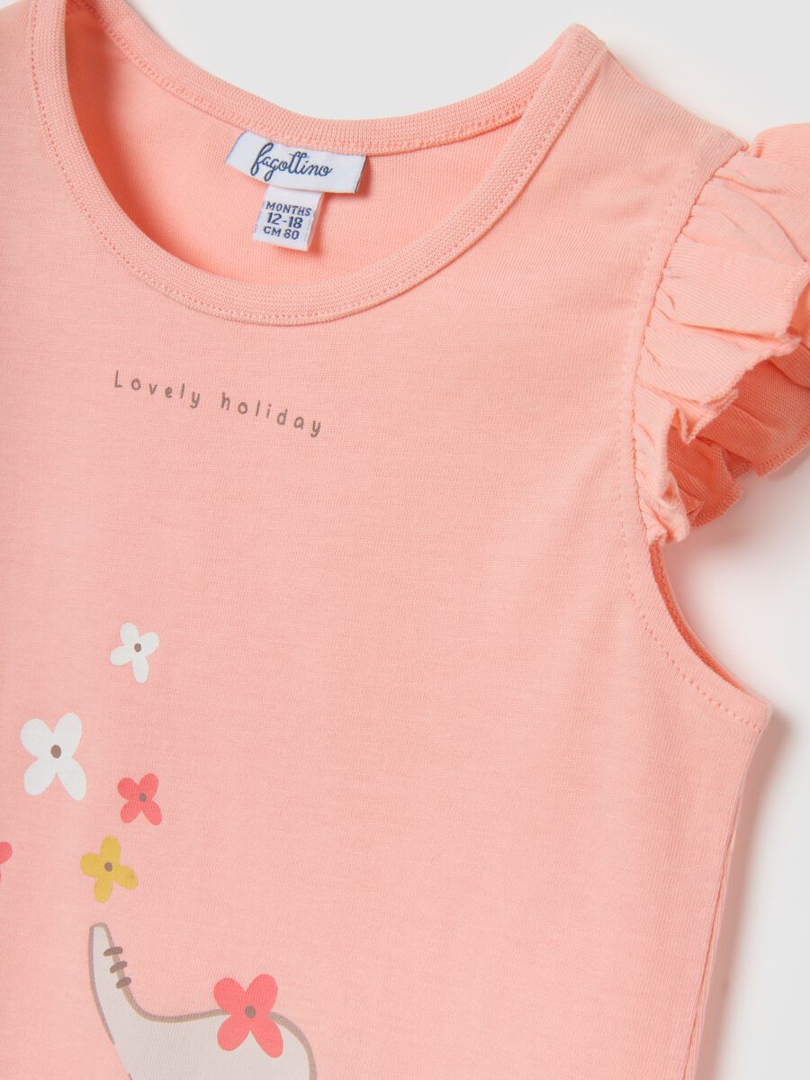 Girls' multicolour pure cotton regular fit T-shirt with prints_2