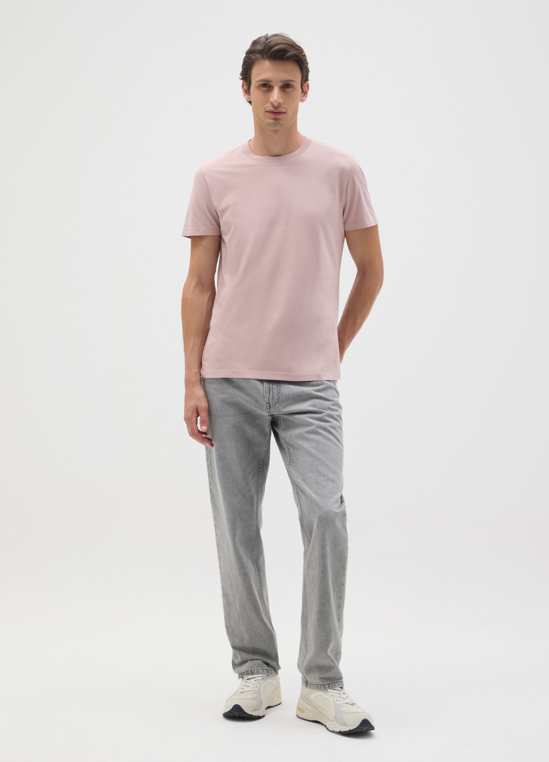 Pink regular fit pure cotton T-shirt