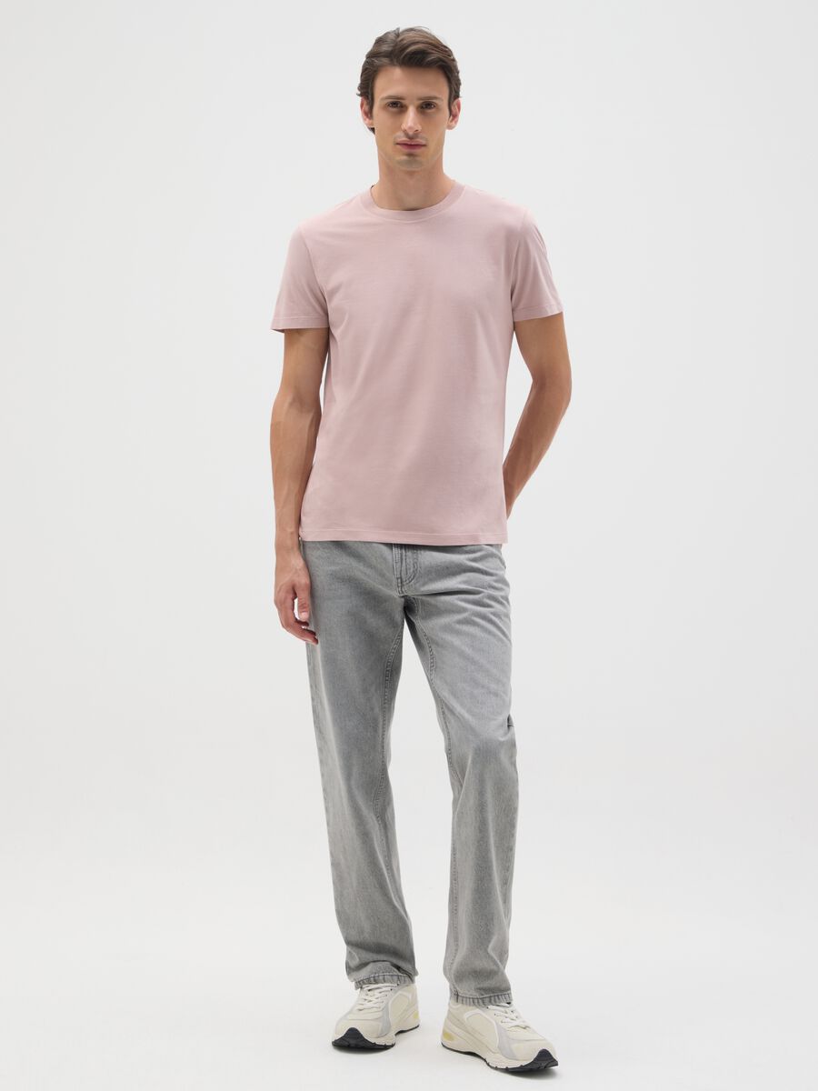 Pink regular fit pure cotton T-shirt_1