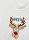 White pure cotton children's t-shirt regular fit with reindeer_2