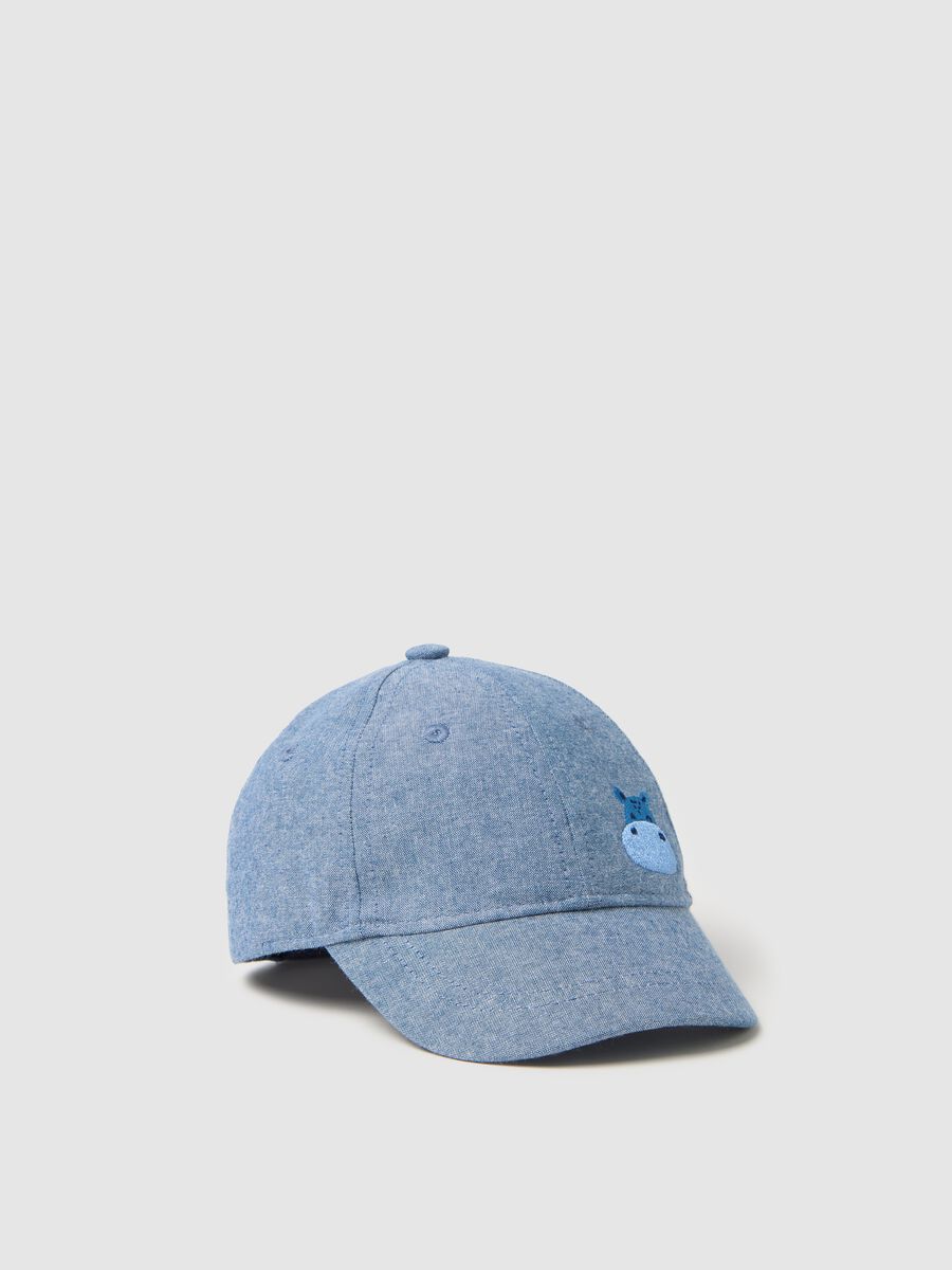 Light blue baseball cap with hippopotamus embroidery_0