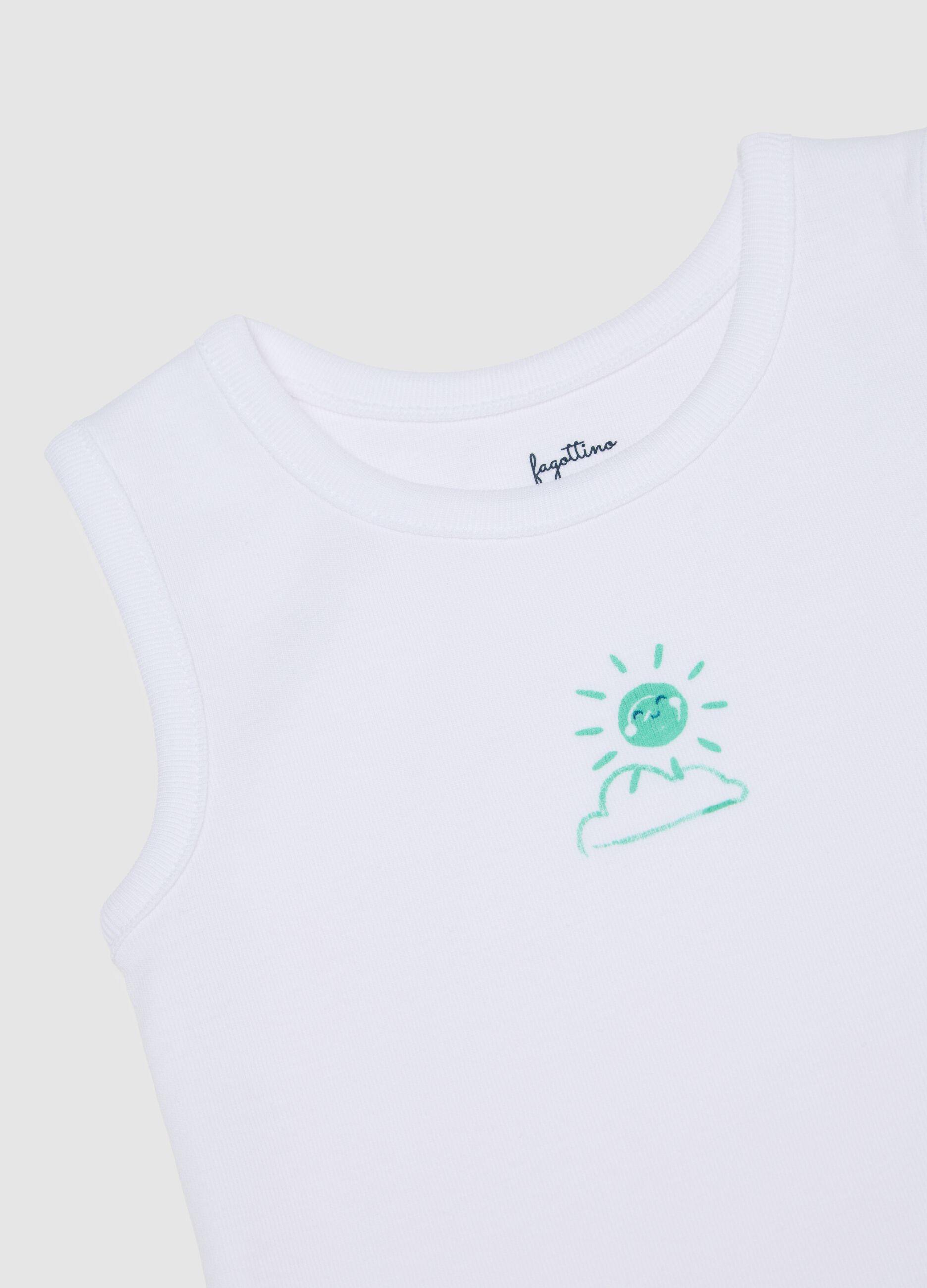 Multicolour baby bodysuit in pure cotton with print