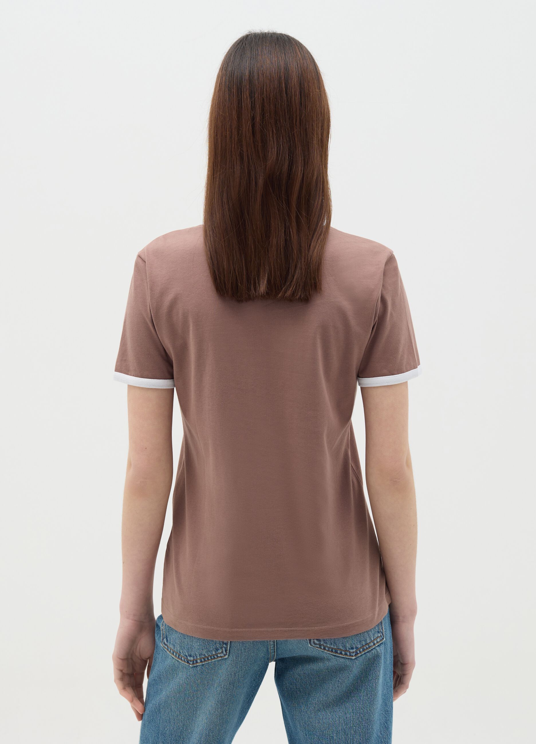 Brown T-shirt in cotton with Texas Rodeo motif print