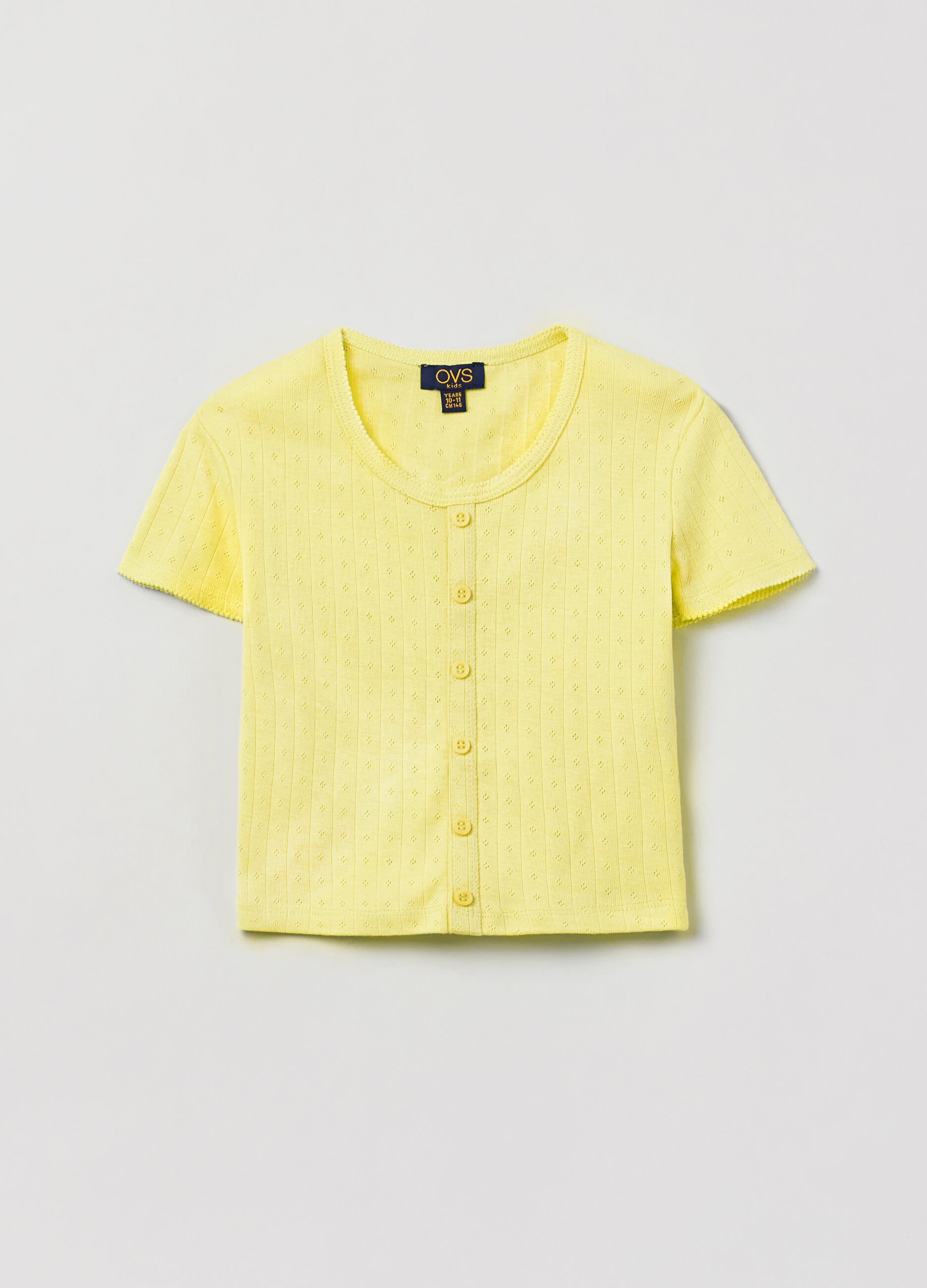 Pointelle-stitch T-shirt