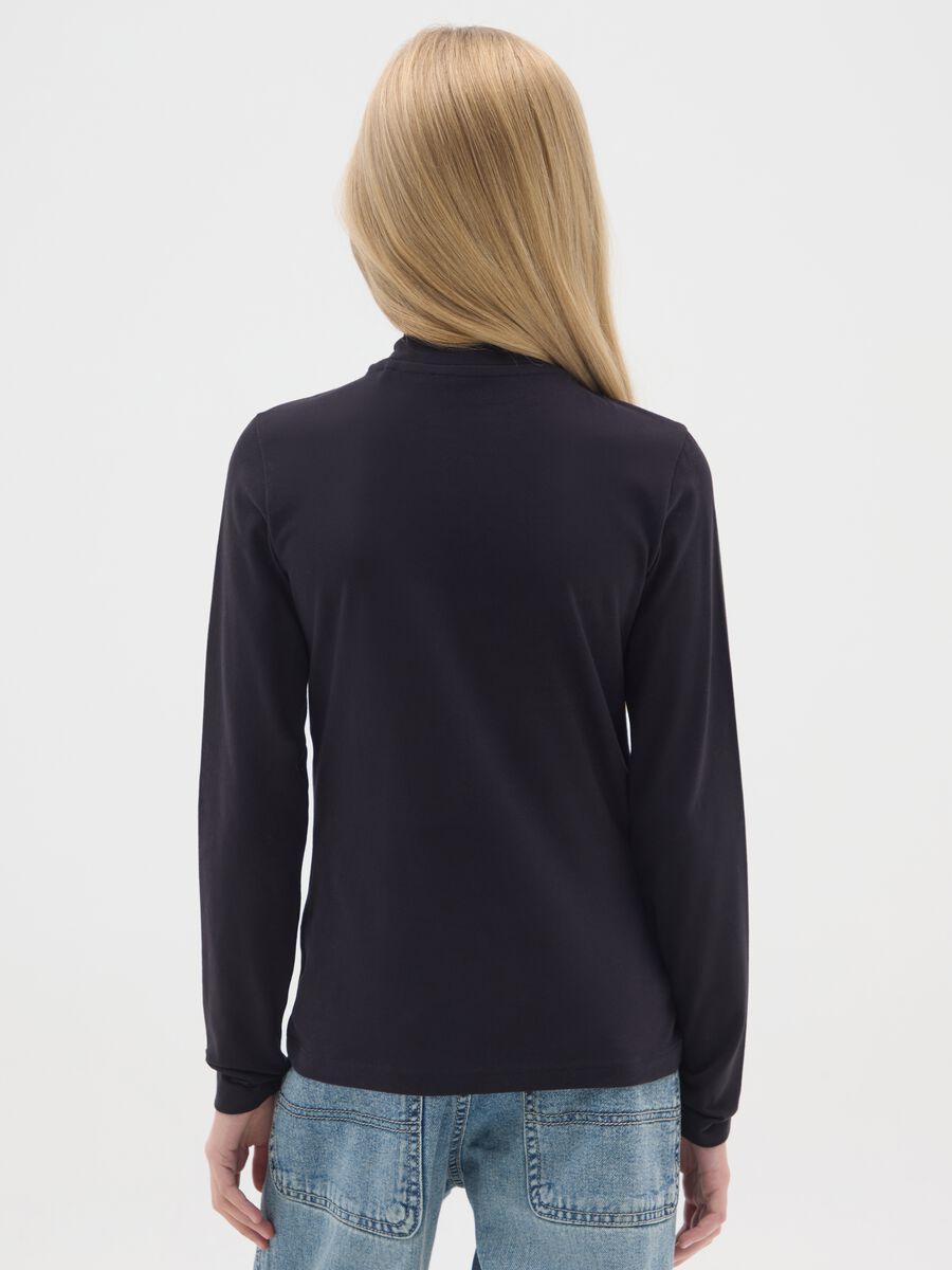 Maglia nera da ragazza in cotone elasticizzato regular fit_1
