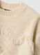 Beige knit jumper with fringes and crew neck for girls_3