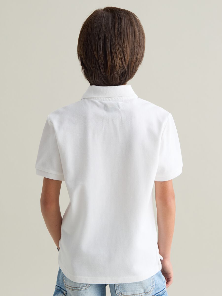 White Short Sleeve Cotton Polo_2