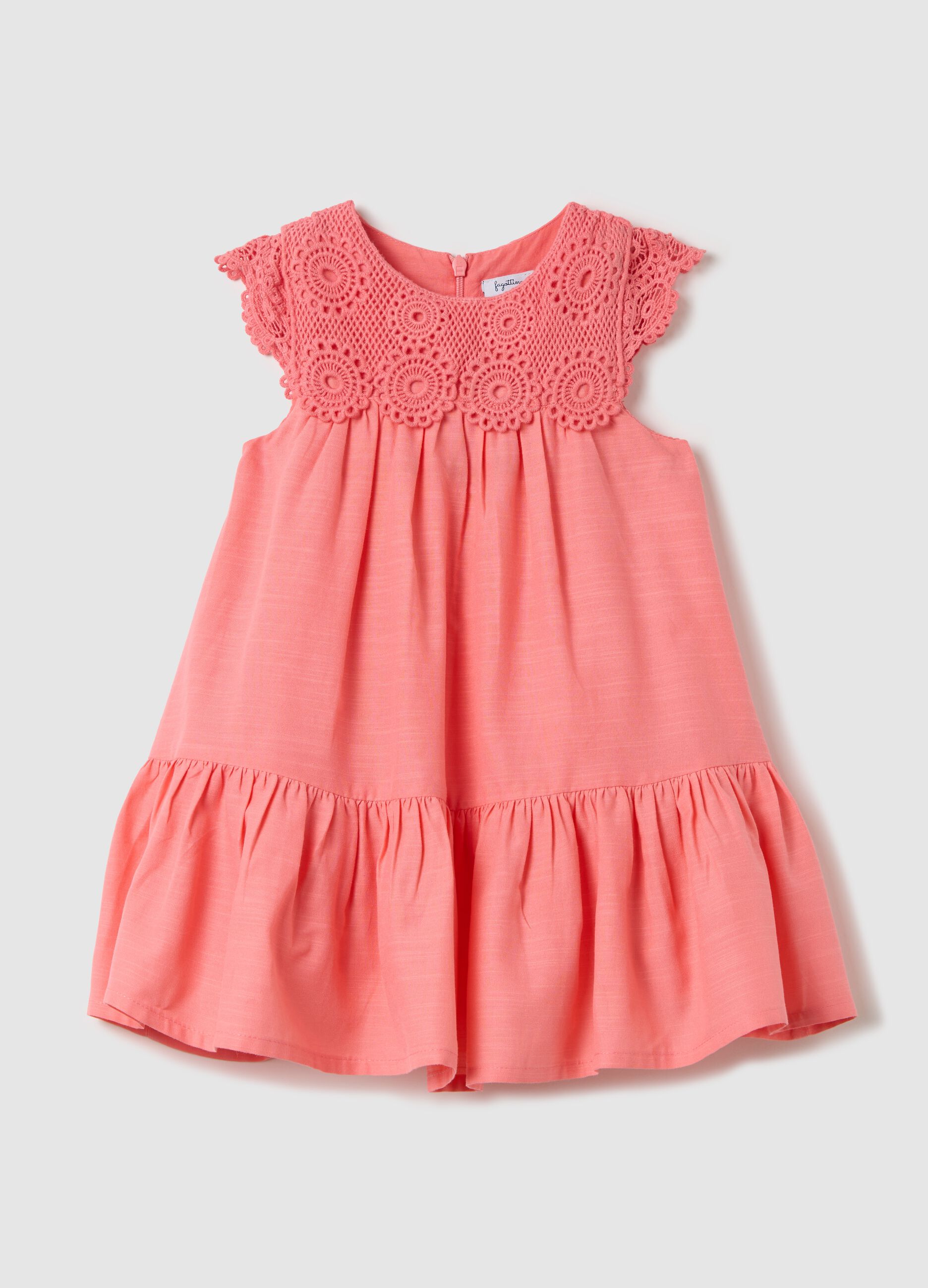 Pink dress in cotton and viscose