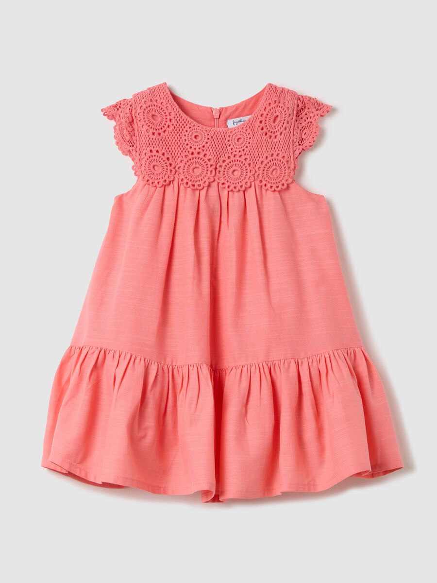 Pink dress in cotton and viscose_0