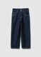 Children's blue pure cotton trousers regular fit with exposed stitching_3