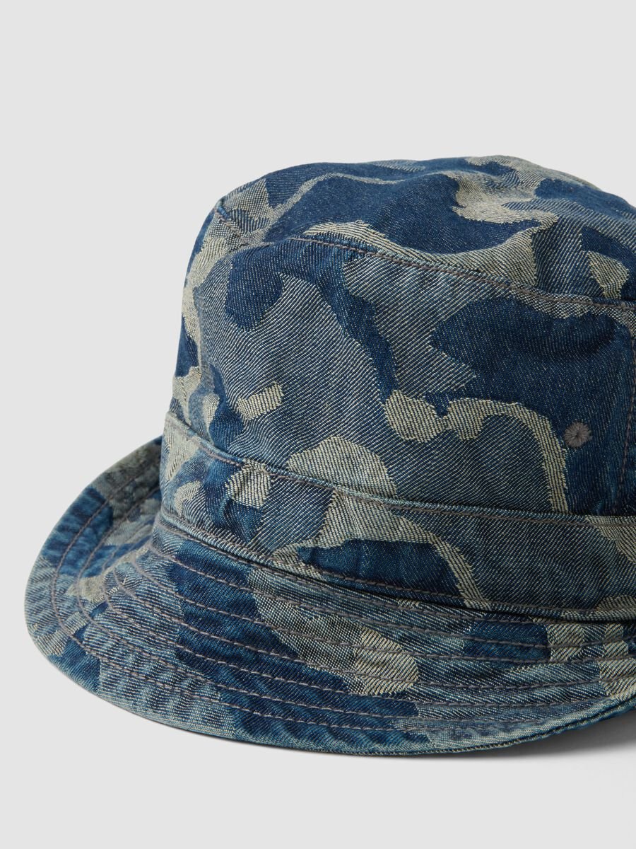 Cappello bucket blu in puro cotone_3
