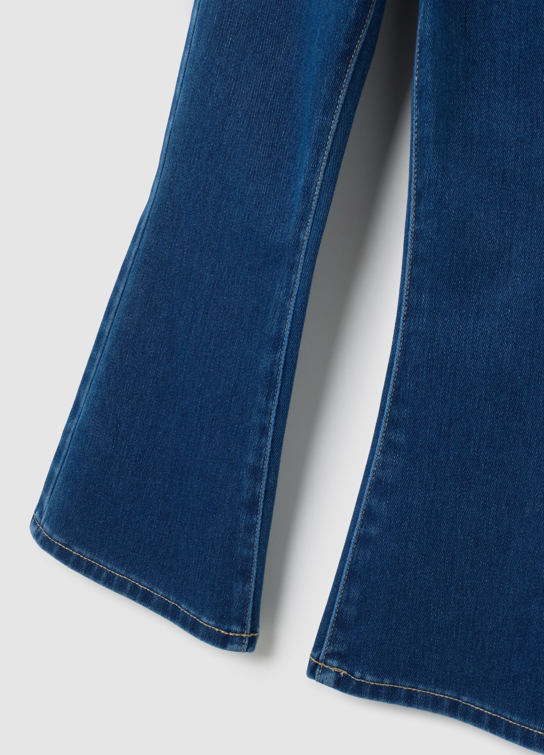 Girls' Blue Flare Cotton Blend Jeggings