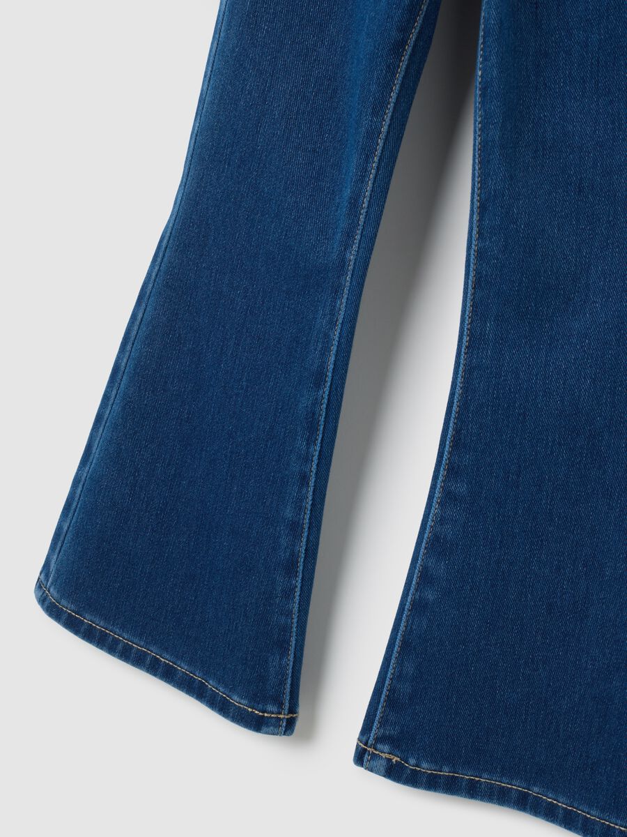 Jeggings da bambina in misto cotone blu flare_2