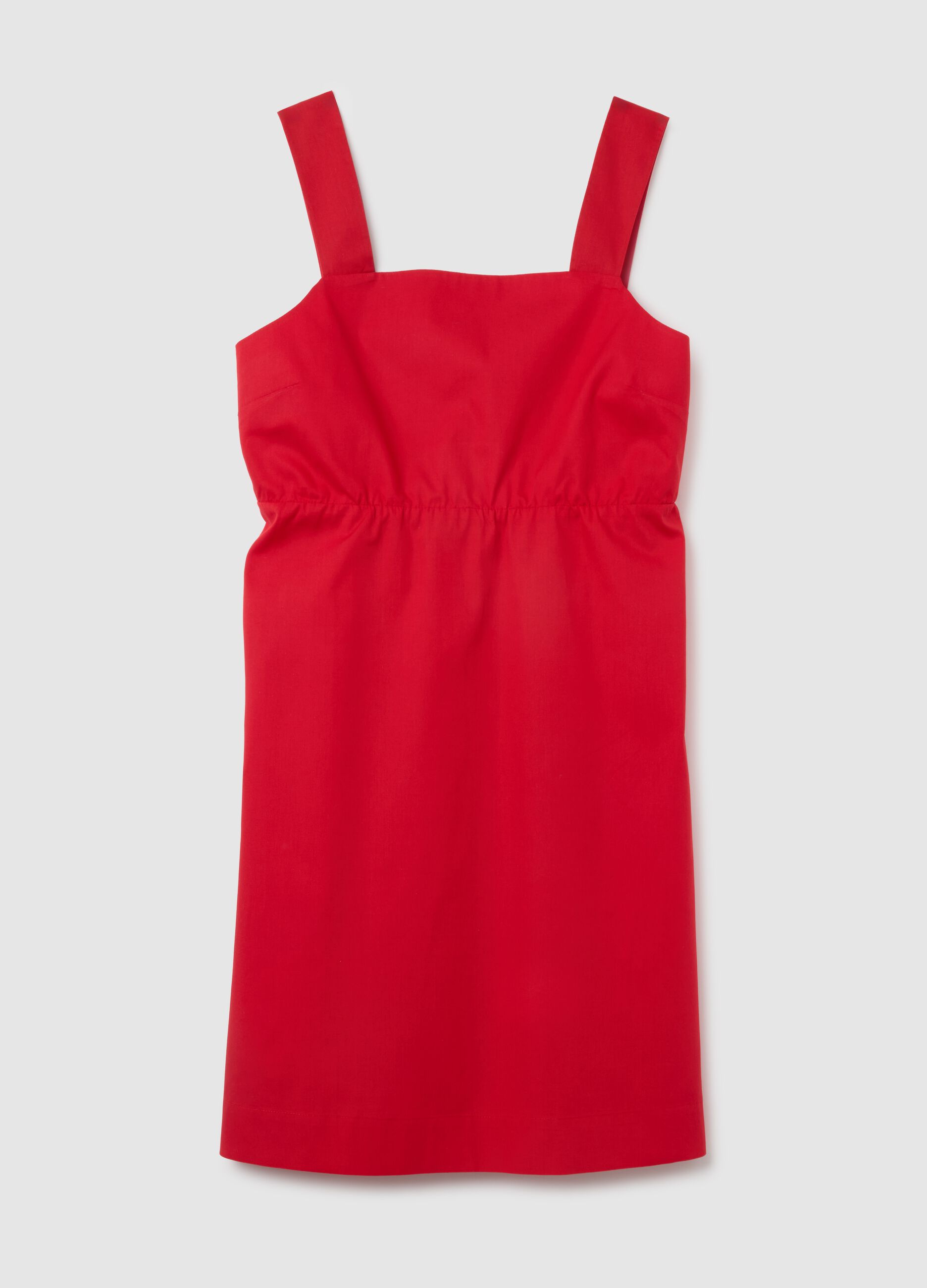 Women's red regular fit pure cotton dress