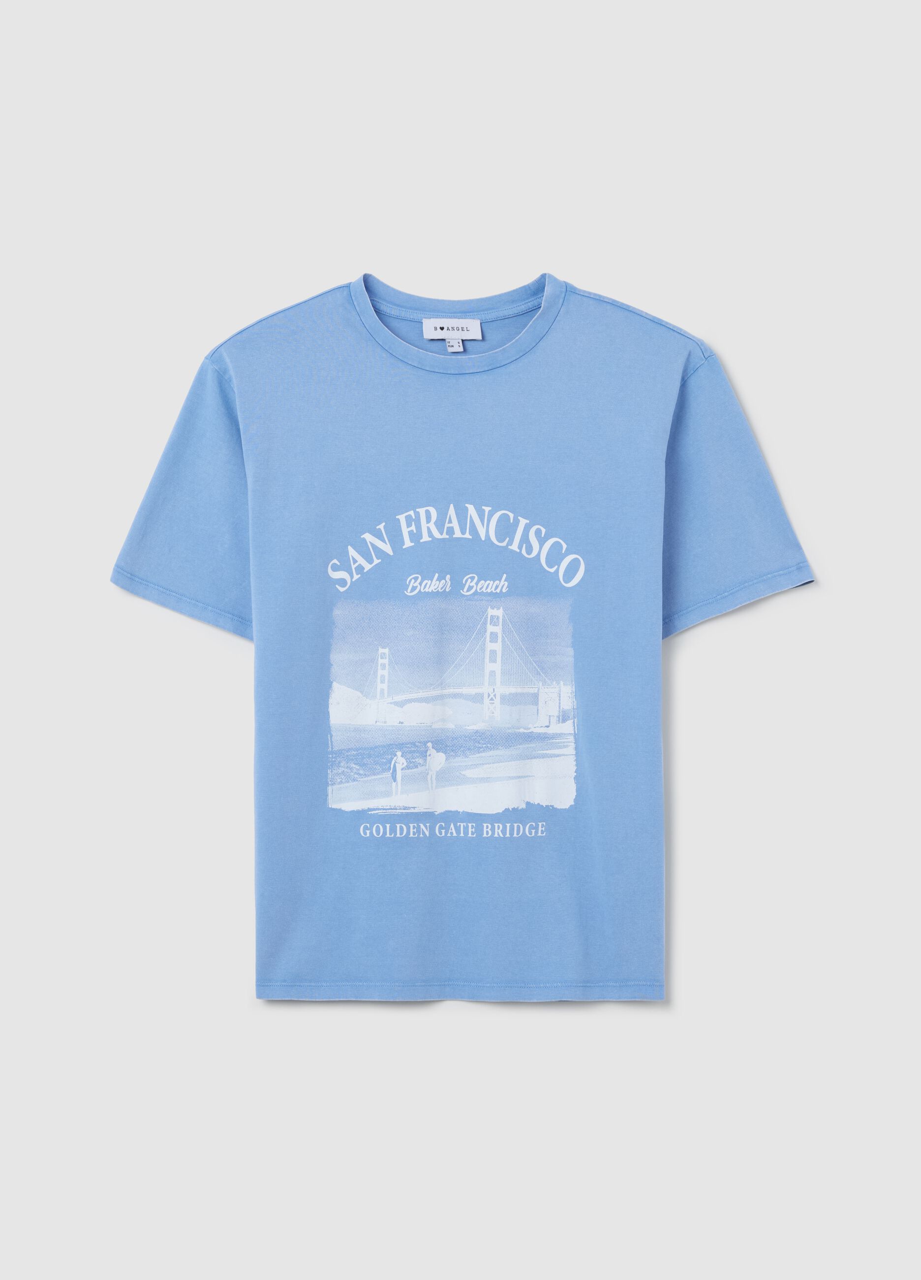 Light blue cotton T-shirt with city print
