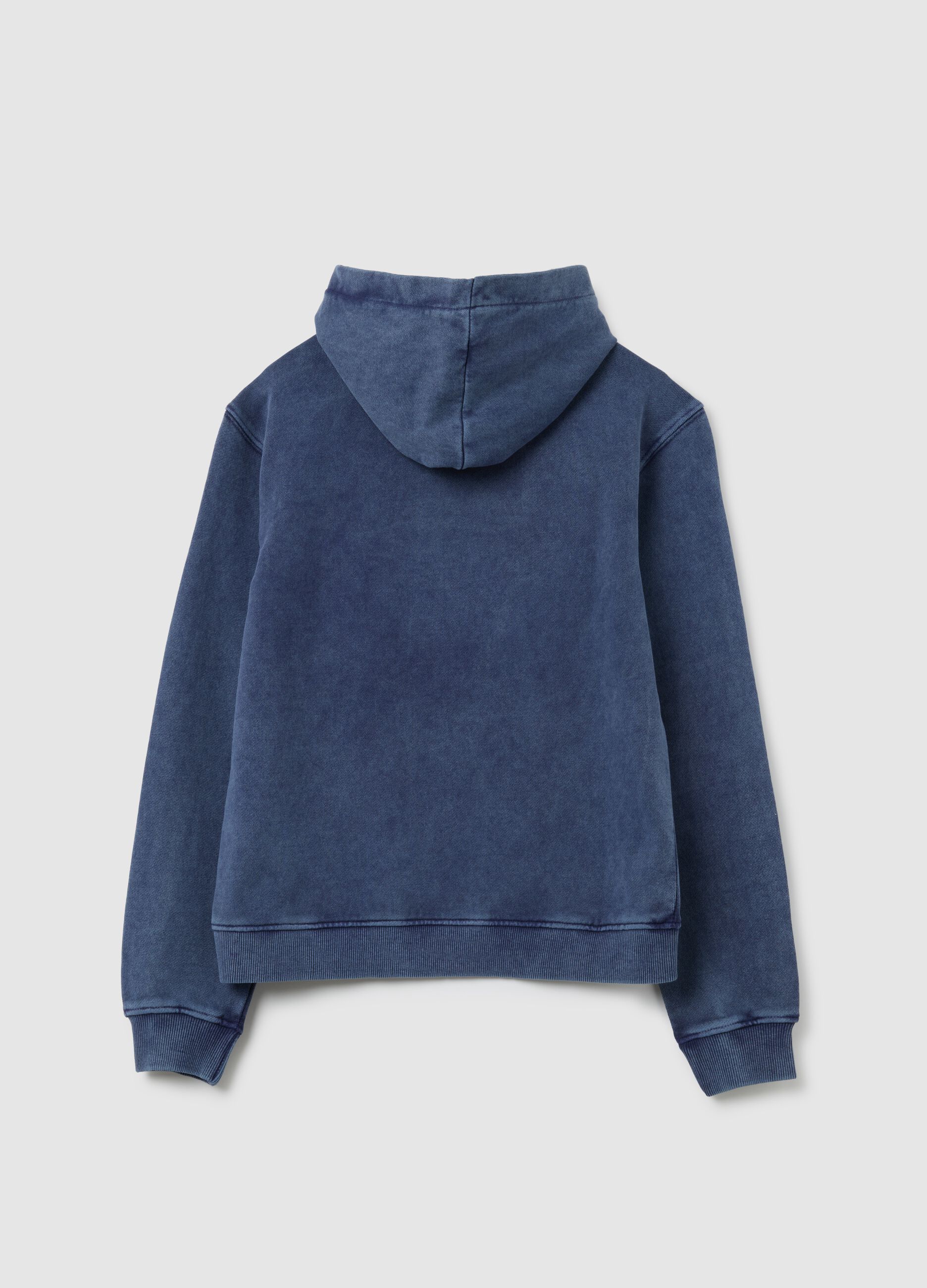 Felpa da ragazzo in puro cotone blu regular fit